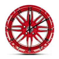 Red Car Wheel Mechanic Wall Clock Modern Design Garage Car Tire Decorative Wall Watch Auto Repair Tire Shop Artwork Timepieces 1