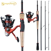 Sougayilang, новинка, единорог, удилище, комбинированное, переносное, 4 секции, сверхлегкое, углеродное волокно, удочка и 13+ 1BB, спиннинговая катушка, Рыболовный набор