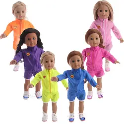 Vêtements de sport de couleurs unies pour poupée nouveau né fille américaine, accessoires de 18 pouces (46cm) 