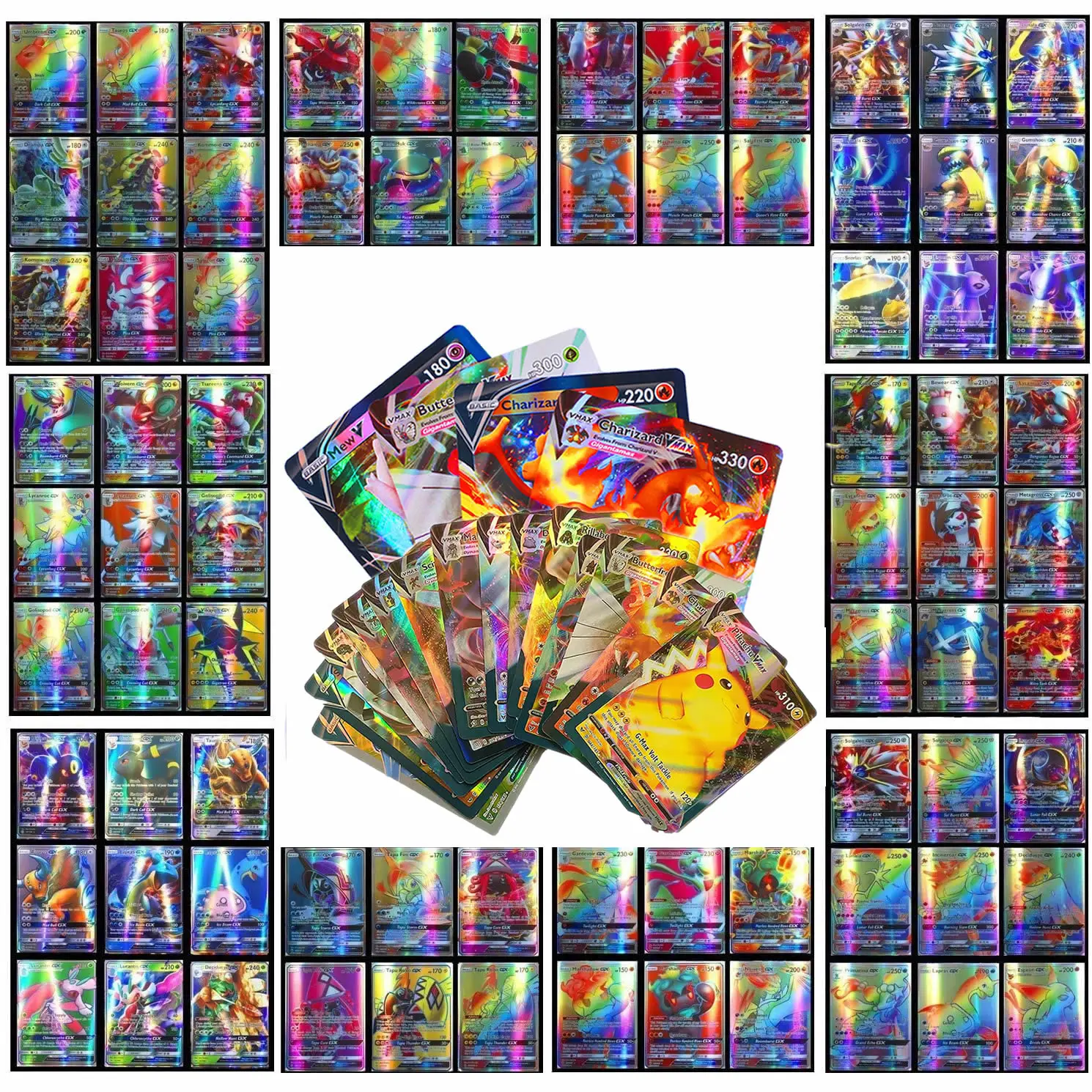 Новые блестящие карты Pokemon No Repeat TAKARA TOMY GX EX Game VMAX TAG TEAM Battle торговая карточка Лидер