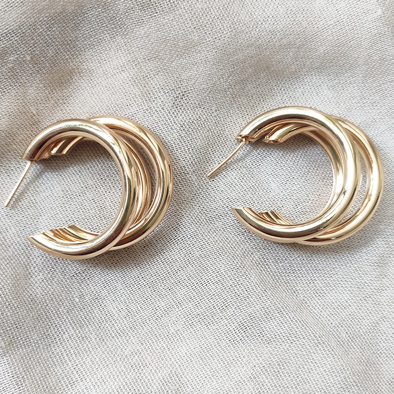 2020 C-shaped exaggerated metal earrings women punk design массивные серьги trendy корея gold color accessories gifts |