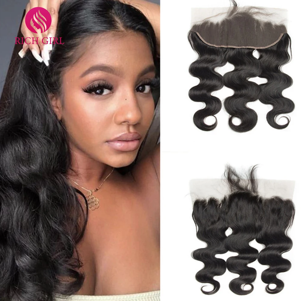 

Body Wave Closure 4x4 Free Part Brazilian Human Hair With Baby Hair Natural Black Color 13x4 Lace Frontal Middle Part On Sale