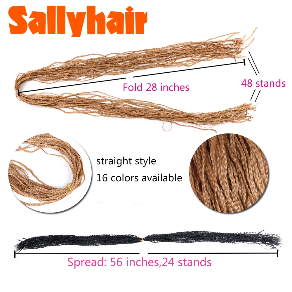 Sallyhair Synthetic Braids Thin Box Braids Crochet Braiding Hair