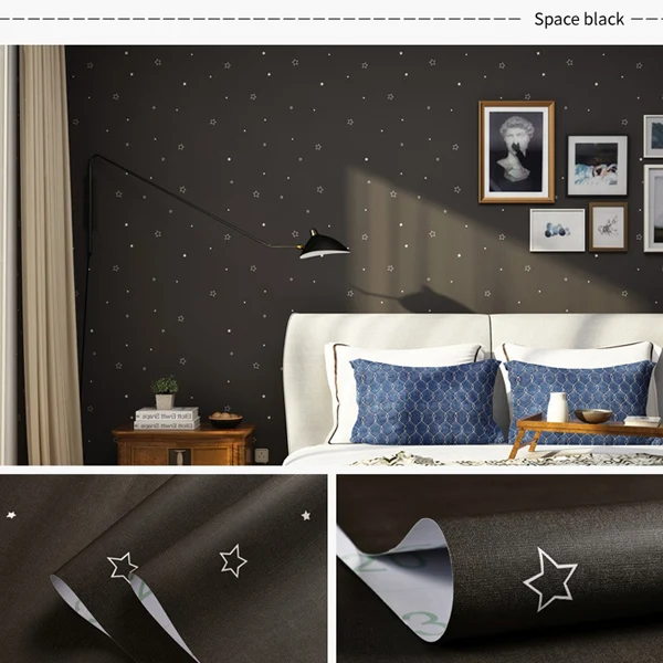 Space black Современная кухня короткая самоклеящаяся настенная бумага пвх настенные покрытия виниловая настенная бумага для спальни кухня ткань магазин restorant - Цвет: Space black