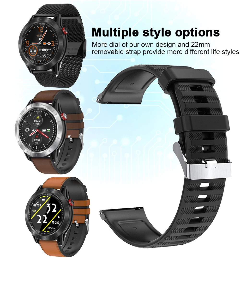 Время владельца крест Смарт часы Спорт Бизнес Smartwatch полный сенсорный экран мульти циферблаты сталь крышка сна монитор калорий