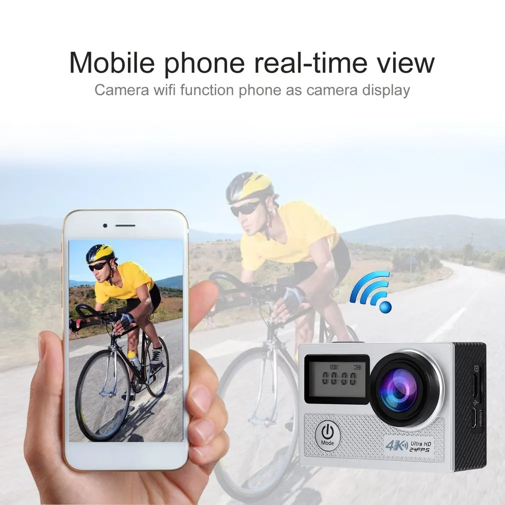 Sport Cameras 4k Ultra HD Wifi 2.0 Inch 170 wide Angle Lens Waterproof Sports Dv Outdoor Diving Bicycle Camcorder