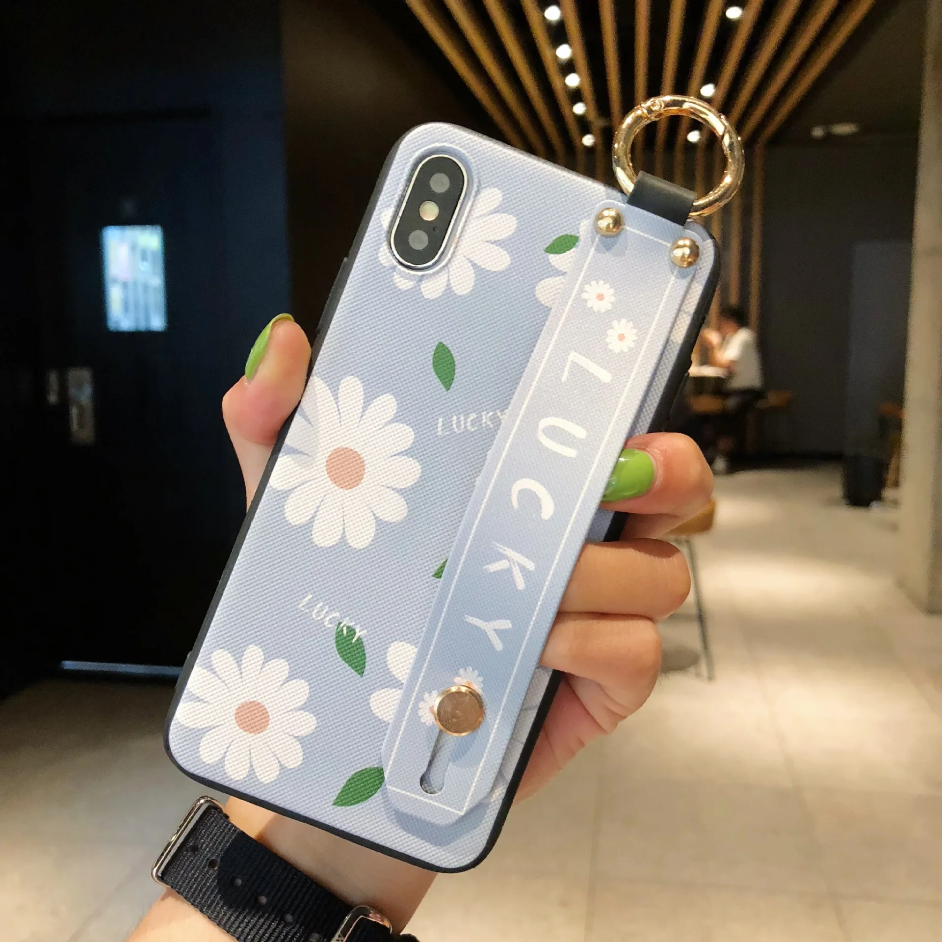 Браслет Ремешок Крышка для Vivo Nex V11i Z3 Z3i V15 S1 X27 X20 X21 X21i X21UD X9 X9S X7 X23 симфония плюс Y93 наручные закрытой пяткой и с ремнем - Цвет: Blue flowers