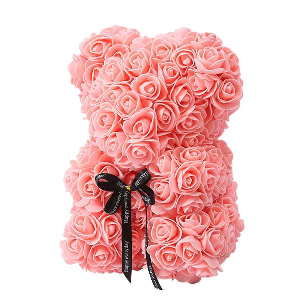 light pink 1 шт медведь Роза цветок подарок на день Святого Валентина Подушка подруги подарок на день рождения Юбилей сюрприз+ Подарочная коробка подушки - Цвет: light pink
