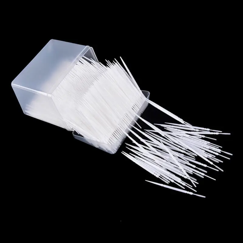 1100pcs/box of white plastic double-ended toothpicks interdental brushing toothpick plastic hygiene toothpicks images - 6