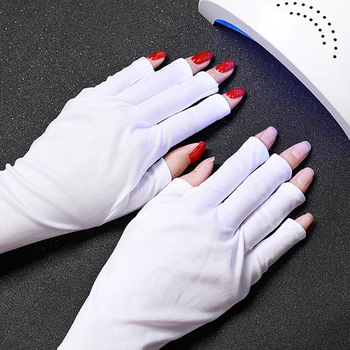 

1 Pair of UV Shield Gloves Nail Art Manicure Gloves Anti UV Gloves (White)