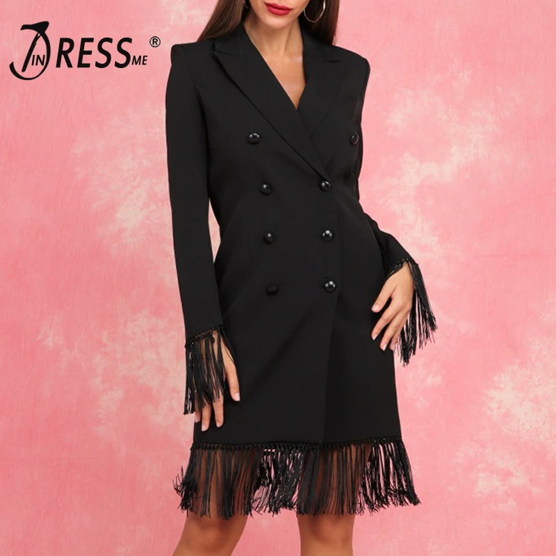 Пикантные женские блейзеры INDRESSME с глубоким V-образным вырезом модные однотонные