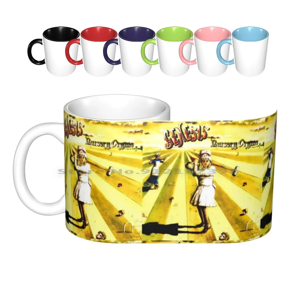 Genesis Ceramic Mugs Tazze Da Caffè Tazza Da Tè Al Latte Genesis Nursery Crime Selling England By The Pound Album Cover Art Lady Liberty