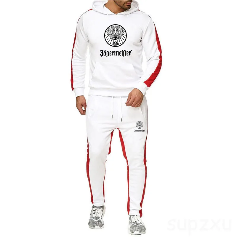 

Deer New Camouflage Printed Men Set Causal Patchwork Jacket Men 2Pcs Tracksuit Sportswear Hoodies Sweatshirt Pants Jogger Suit