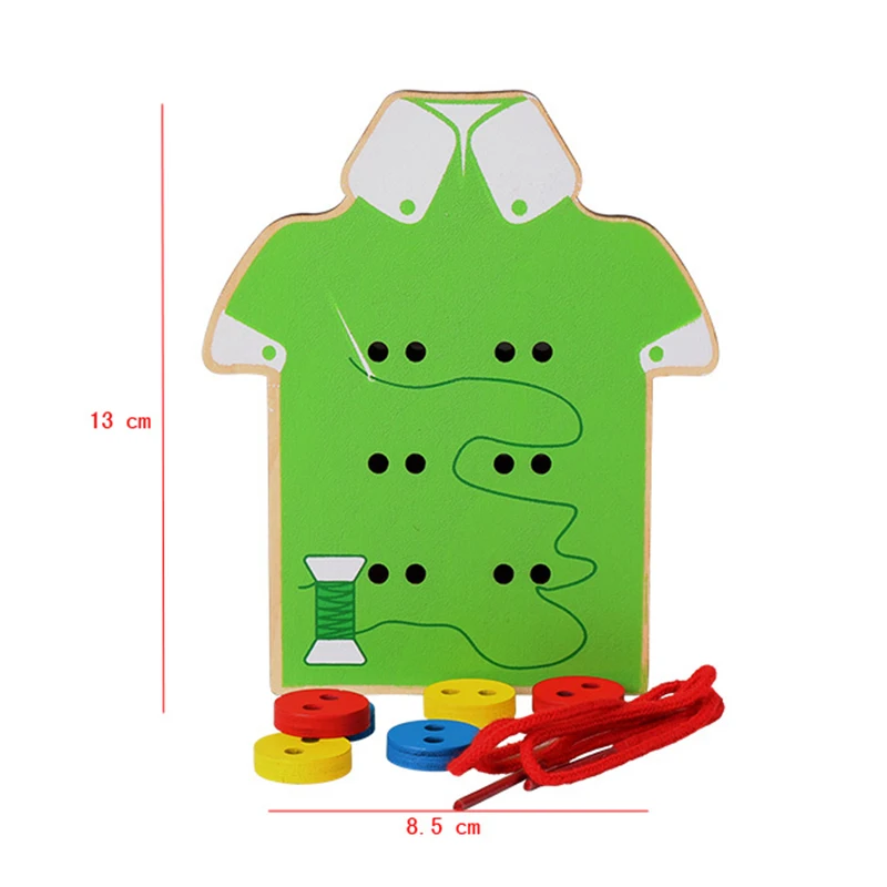 Montessori Toys Educational Wooden Toys for Children Early Learning Beads Lacing Board Toddler Sew On Buttons Teaching Aids