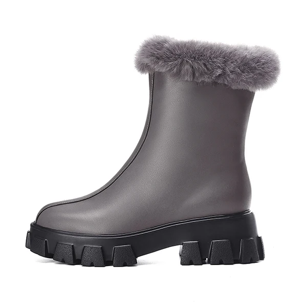 SOPHITINA/модные ботинки на молнии из высококачественной натуральной кожи; удобная обувь с круглым носком на квадратном каблуке; ботильоны ручной работы; PO268 - Цвет: Gray