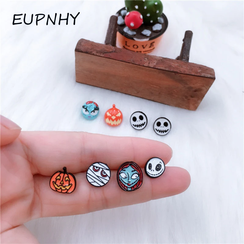EUPNHY 20 пар Кошмар перед Рождеством серьги для женщин Тыква череп мультфильм серьги гвоздики ювелирные изделия
