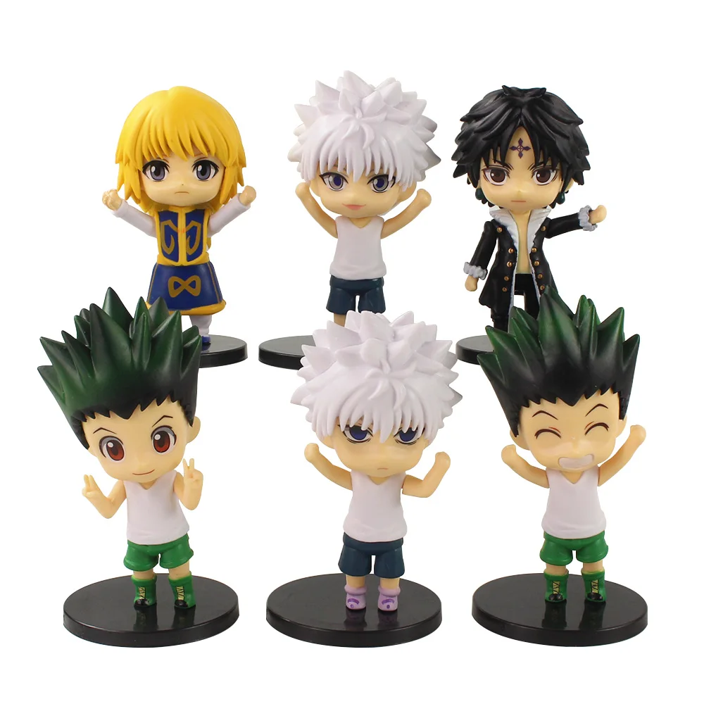 

Фигурки персонажей аниме Hunter x Hunter Gon Freecss Killua Zoldyck из ПВХ, 10-11 см, 6 шт./лот, фигурка курапики, модель игрушечной куклы