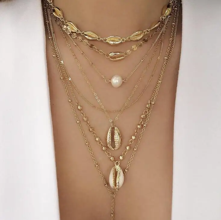 DIEZI многослойное старинное ожерелье для женщин богемные простые лунные глаза Рог кулон колье ожерелье вечерние ювелирные изделия