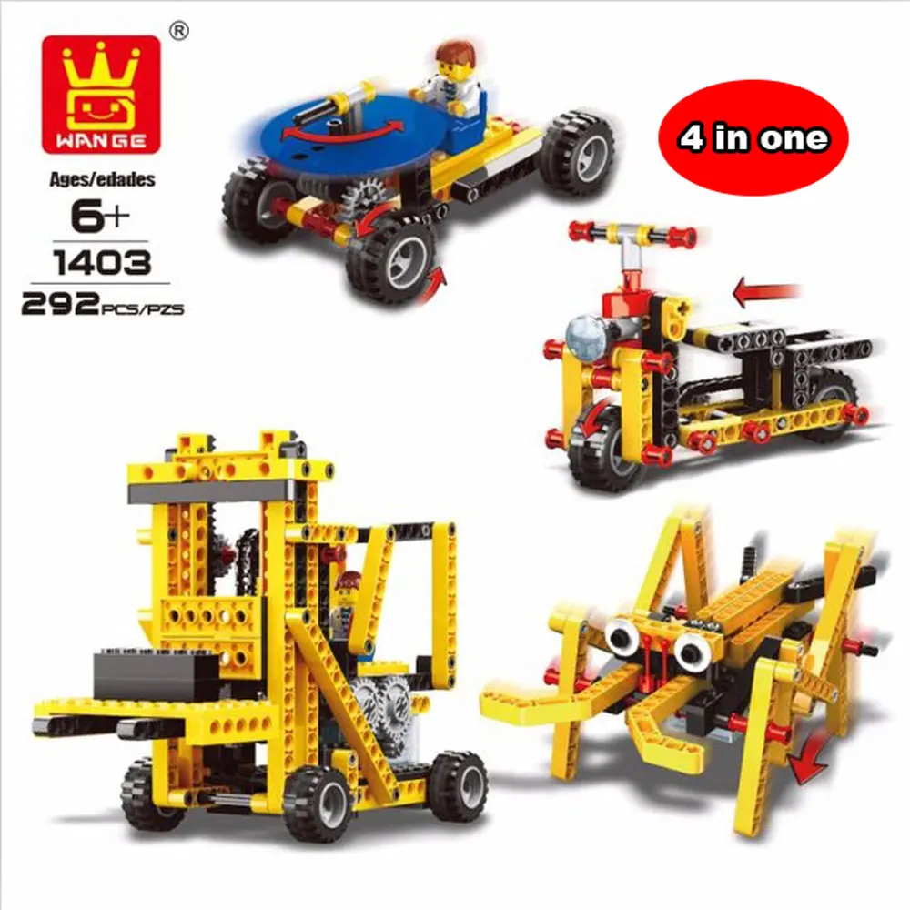 1403 no box WANGE 4 в 1 электронные силовые блоки DIY креативные блоки гоночный автомобиль игрушки развивающие строительные блоки для детей 1401 - Цвет: 1403 no box