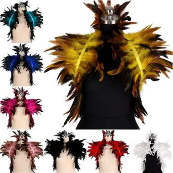 

Harajuku Goth Feather Shoulder Harness Burning Women Body Bondage Tops Shawl Soft Strap Cage Neck Sexy Lingerie Plus Size Dance