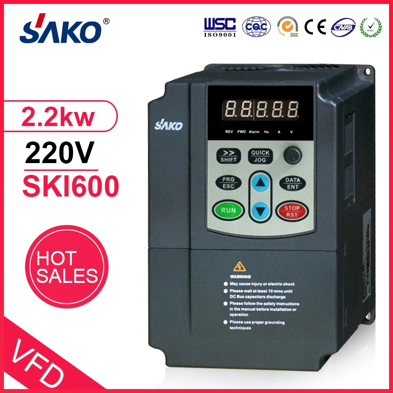 SAKO SKI600 220V 2.2KW однофазный вход 3HP VFD инвертор с переменной частотой