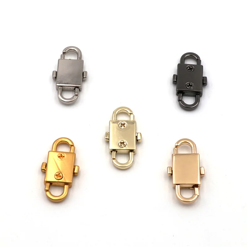 

5PCS Bag Chain Adjustable Metal Buckle Clip Handbag Metal Chain Strap Length Shorten Bag Accessories Gun Black Silvery Gold