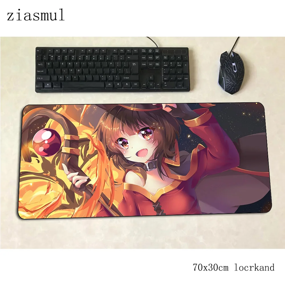 Megumin коврик для мышки с аниме, компьютерный коврик 700x300x3 мм, игровой коврик для мыши, большая толщина, коврик для мыши, клавиатура, игры, ПК, игровой стол