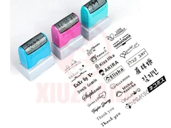 Sello de firma fotosensible personalizado, sello con su nombre de dibujos animados, bricolaje, álbum de recortes, tarjeta de diario, decoración de boda