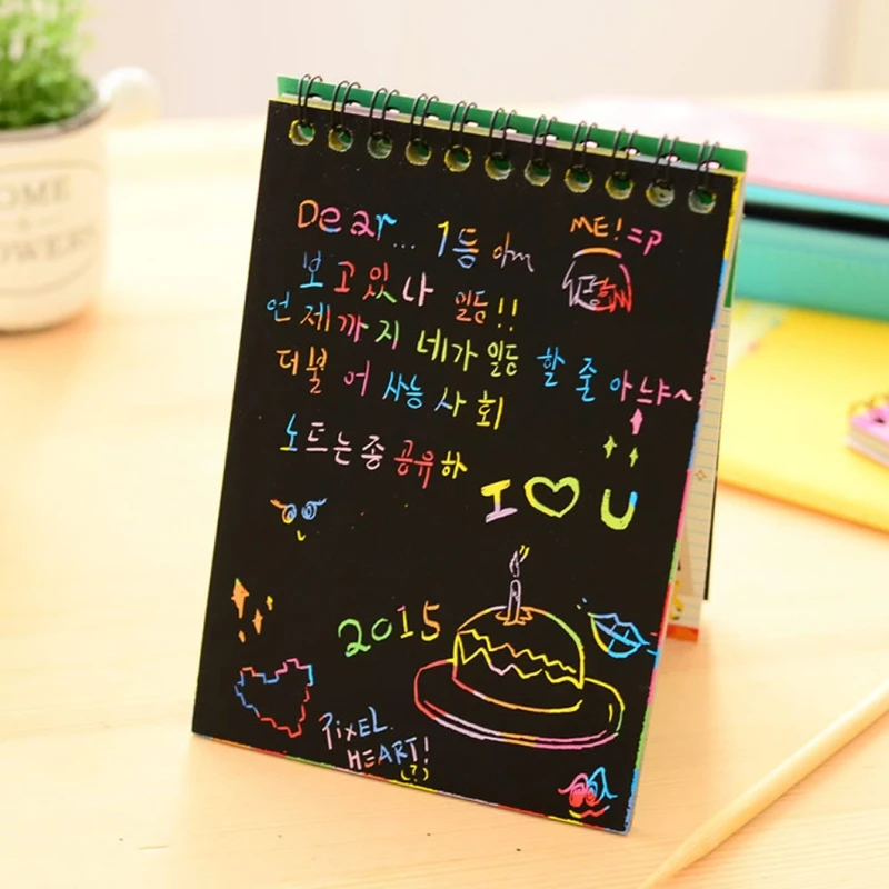 

Scratch Note Black Cardboard Creative DIY Draw Sketch Notes for Kid Toy Notebook