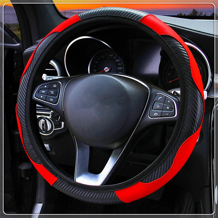 

Car Steering Wheel Cover Anti Slip PU Leather Carbon Fiber for Chevrolet Blazer Traverse Tahoe Equinox Trax Sonic FNR-X Bolt