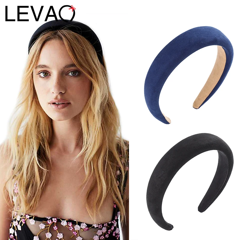 

LEVAO Solid Sponge Padded Hairbands Elegant Velvet Head Hoop Simple Bezel Turban Headbands Headwear Women Girls Hair Accessories