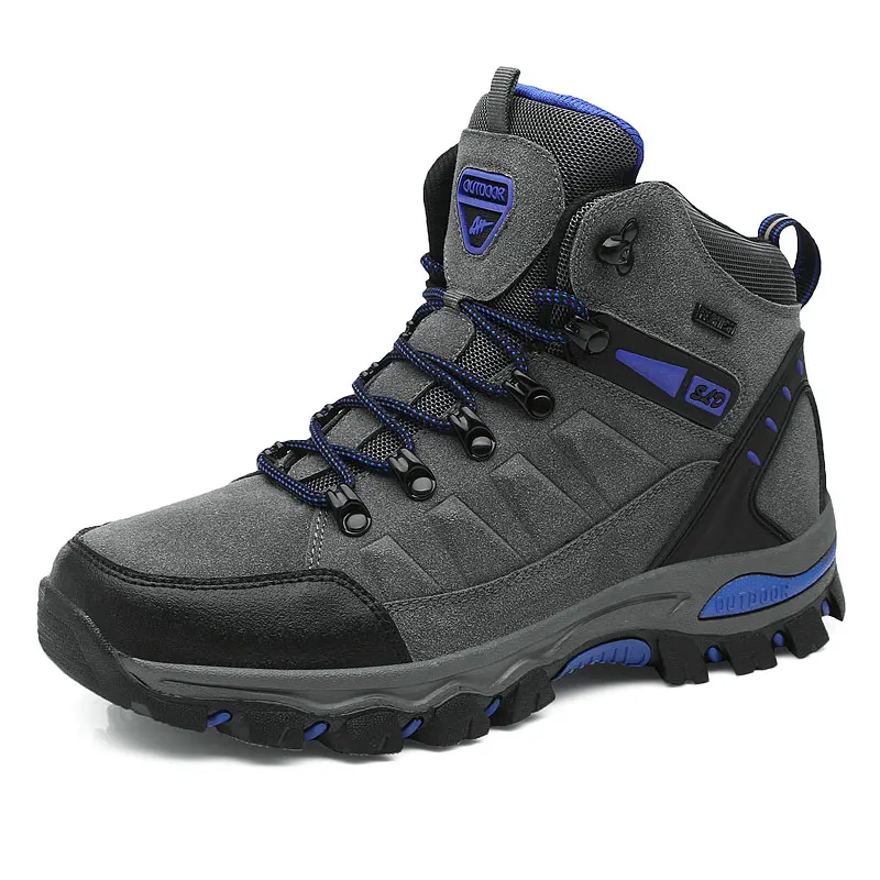 Осенне-зимние мужские и женские уличные спортивные треккинговые ботинки износостойкие треккинговые ботильоны Классическая обувь унисекс кроссовки для тренировок - Цвет: Grey-Blue