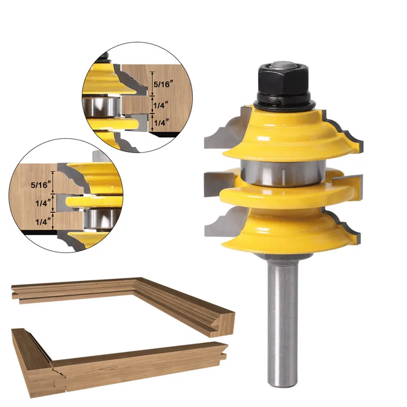 2Pcs 8mm Shank Carbide Molding Router Bit Cabinet Door Milling Cutter Tool
