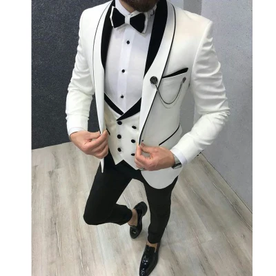 Same as image Белые смокинги, двубортный жилет, 3 предмета, мужские костюмы для свадьбы, костюмы для жениха, свадебные смокинги, костюмы, куртка+ брюки - Цвет: Same as image