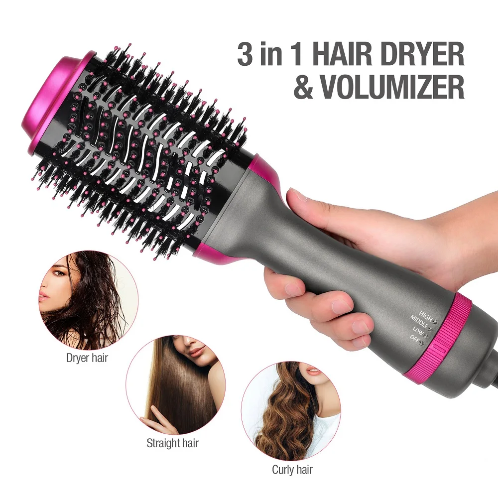 

2 in 1 Hair Dryer Brush Comb Volumizer Styler Rotating Hot Hair curler straightner recycled plastic modelador de cabelo Roller
