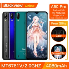 Blackview A60 Pro смартфон 3 ГБ+ 16 Гб MT6761V мобильный телефон Android 9,0 экран капли 4080 мАч Touch ID 4G мобильный телефон