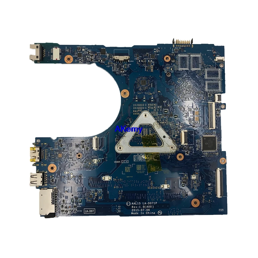 Для DELL 5559 материнская плата для ноутбука с SR2EU I3-6100U cpu AAL15 LA-D071P CN-027G19 027G19 27G19 материнская плата протестированная Быстрая