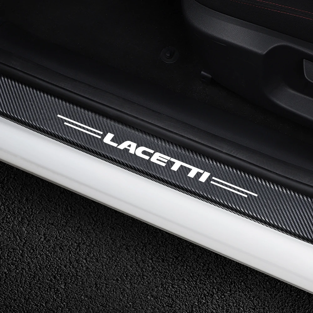 4PCS Car Door Sill Scuff Plate Sticker For Chevrolet LACETTI Styling Decor Carbon Fiber Vinyl Film Decal Auto Tuning Accessories |