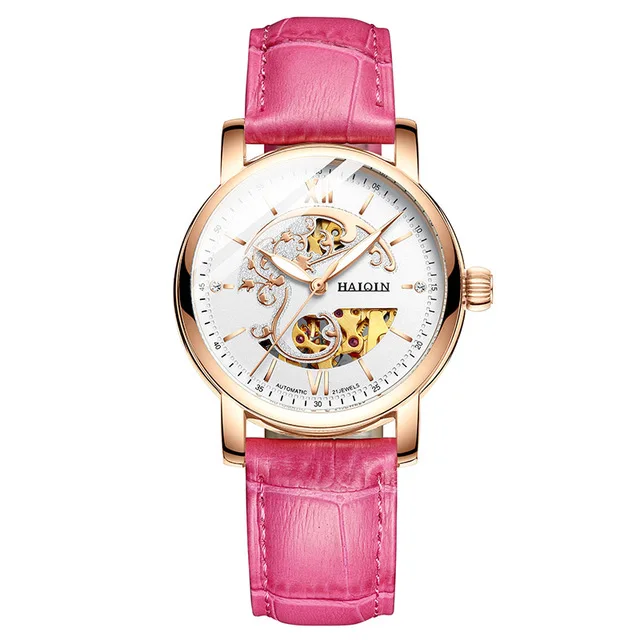 HAIQIN, механические часы, автоматические женские часы, розовое золото, женские часы, женские часы, часы для девушек, женские часы, Montre Femmme - Цвет: pink