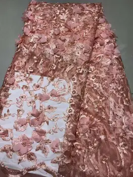 

African Lace Fabric 2019 Embroidered Nigerian Laces Fabric Bridal High Quality French Tulle 3d Lace Fabric for Women Dress
