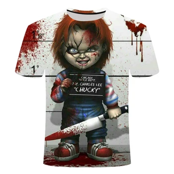

2019 Horror Movies IT Clown 3D Printed T Shirt Men Women Freddy Jason Murderers Film T Shirt Annabelle 3 Personality Tee Tops