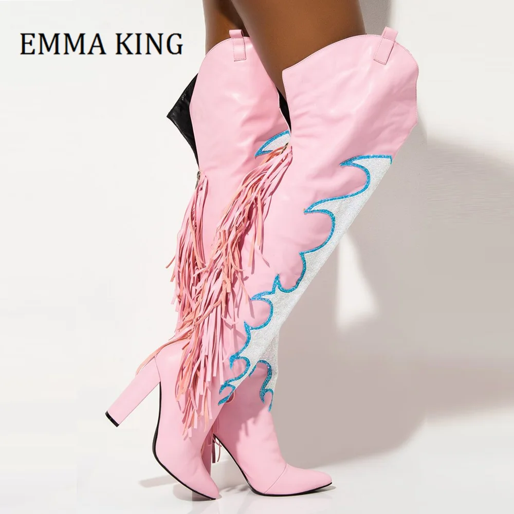 pink long boots