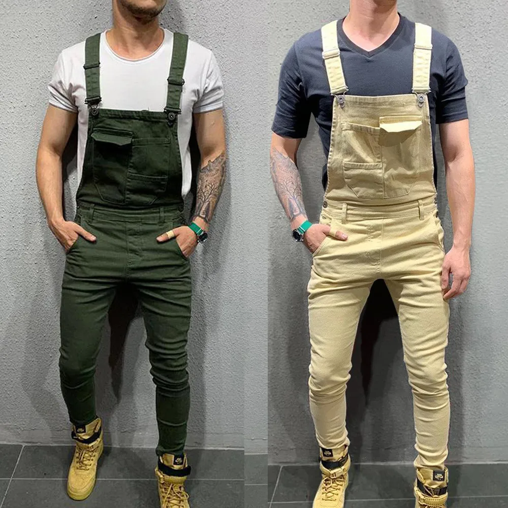 TIFENNY Mens Overall Casual Jumpsuit Jeans Wash Broken Pocket Trousers Suspender Pants Bib Pants TIFENNY Mens Overall Casual Jumpsuit Jeans Wash Broken Pocket Trousers Suspender Pants Bib Pants