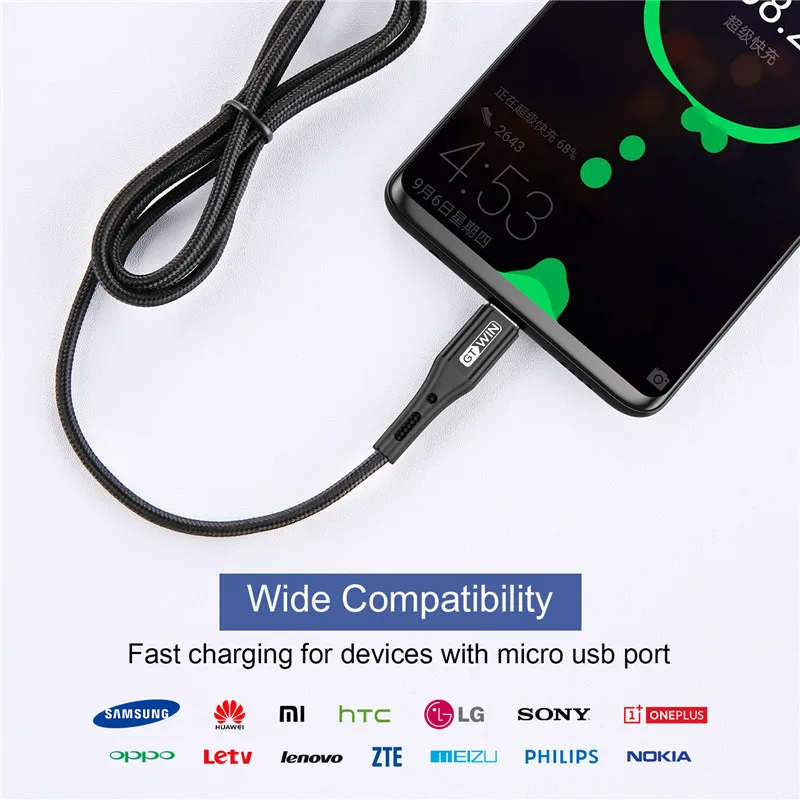 GTWIN 3A type C USB кабель быстрое зарядное устройство для samsung S10 S9 S8 мобильный телефон зарядный провод для Xiaomi mi9 Redmi note 7 Android