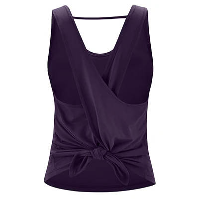 Женская рубашка для йоги, жилет, спортивная одежда, майка, без рукавов, открытая спина, крест, топы для спортзала, спортивный жилет для фитнеса, сухая футболка, футболка для тренировок - Цвет: purple