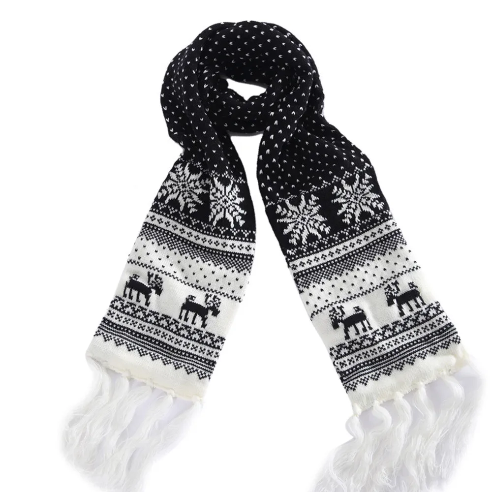 Унисекс женский и мужской Рождественский шарф олень; Снежинка, узор, печать, шарф, теплый толстый зимний женский шарф с кисточками sjaal