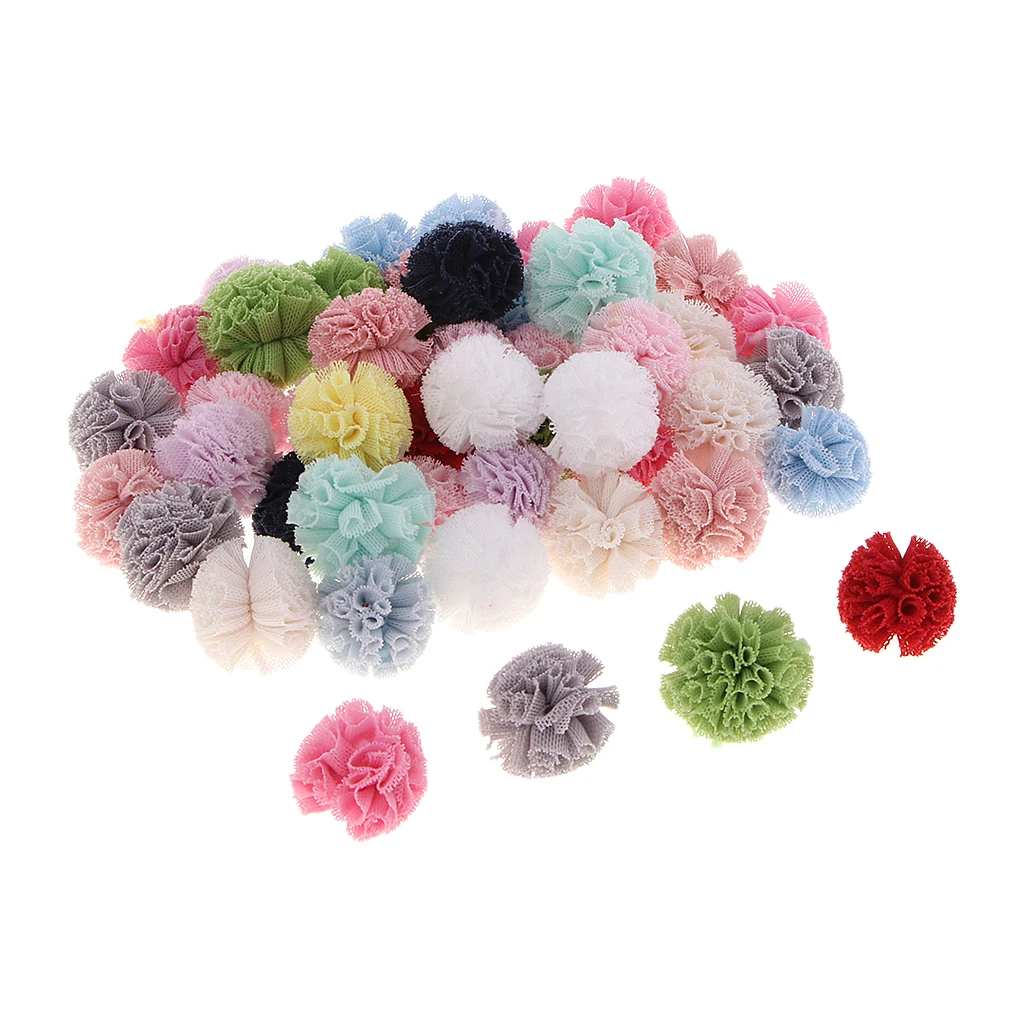 50 Pieces Mixed Pompom Ball Embellishment for DIY Hair Accessories 23mm