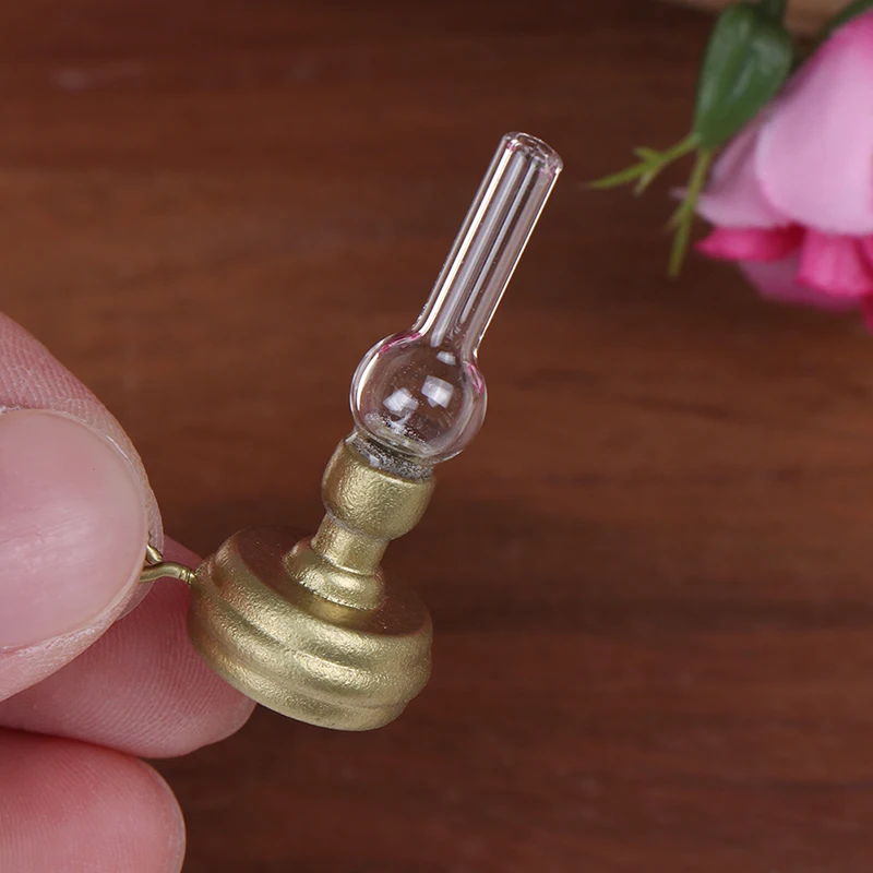 Новая медная основа стеклянный подсвечник ретро керосиновая лампа 1:12 DIY кукольный домик Миниатюрные аксессуары кукольный домик детские игрушки