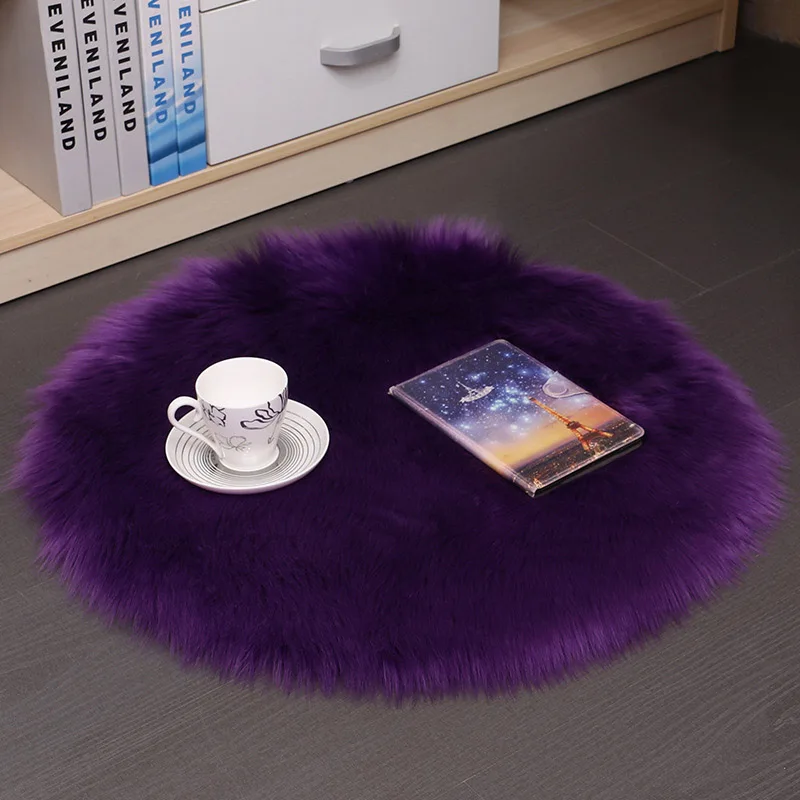 Fashion Simple Soft Comfortable Plush Carpet Floor Mat Imitation Wool Round Bedroom Carpet  Cushion  Floor Cushion 
