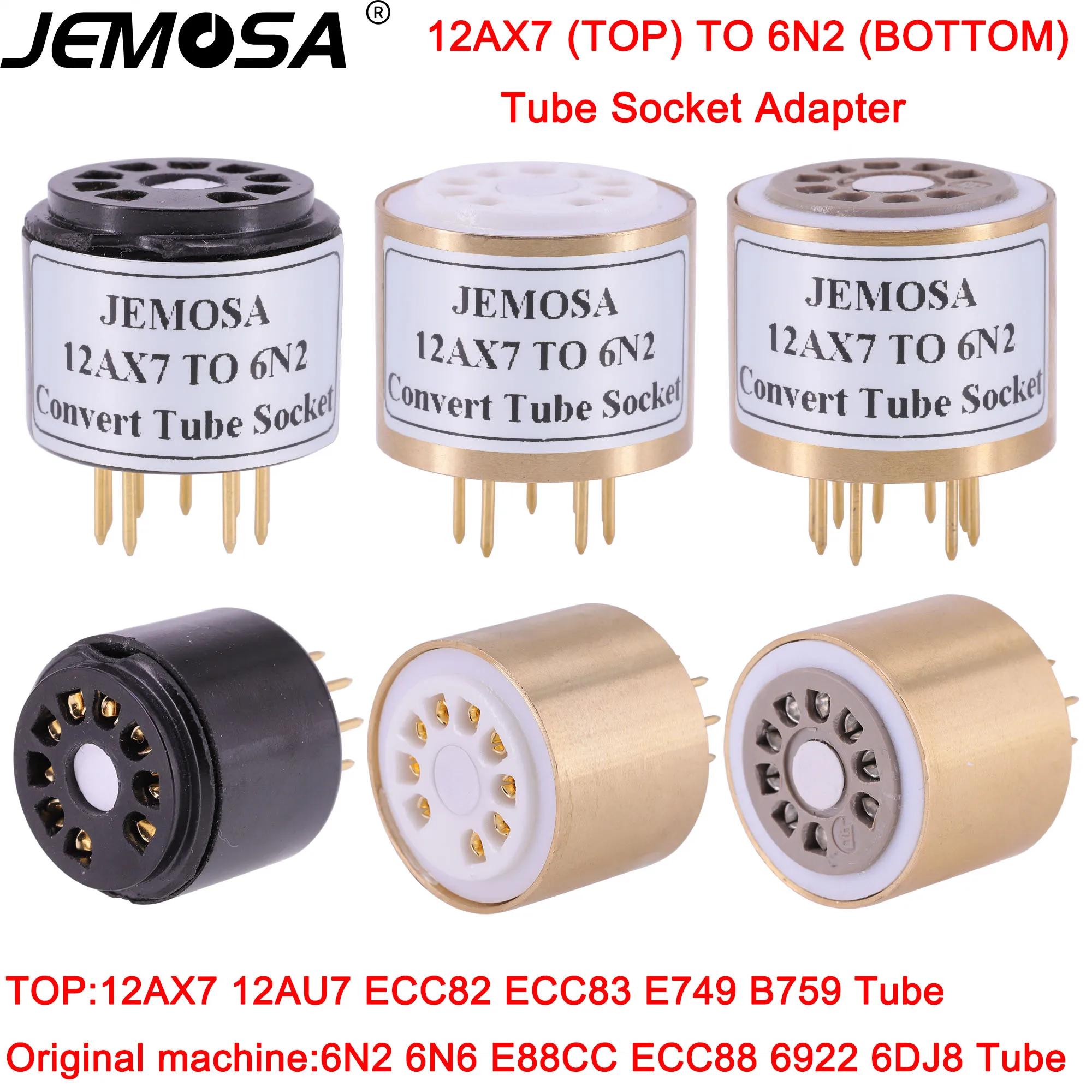 10pcs ECC40 TO 12AU7 6.3V Valve  tube adapter socket converter gold plated pins 
